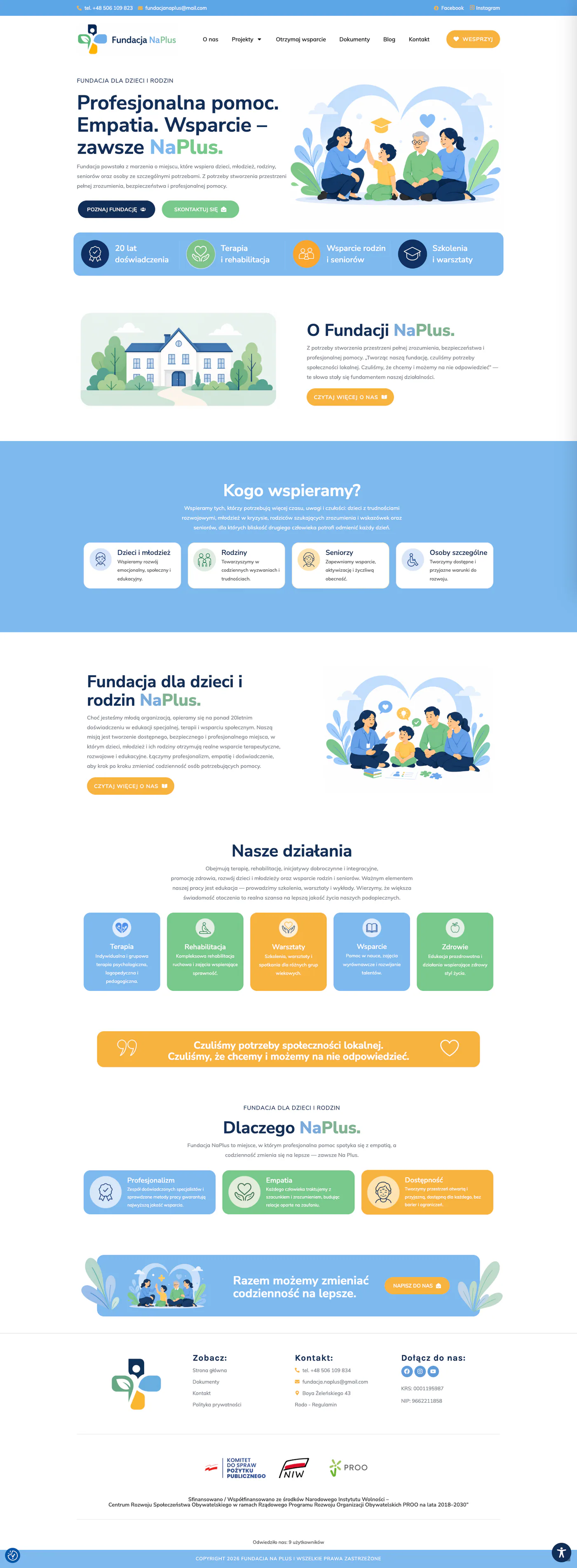 Projekt strony internetowej Fundacji NaPlus